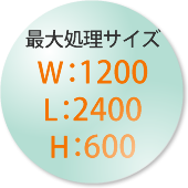 最大処理サイズ W:1200 L:2400 H:600